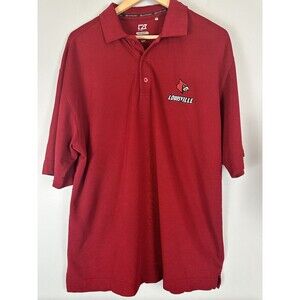 University Of Louisville CB Drytec Men’s Short Sleeve 1/4 Button Polo Shirt XL